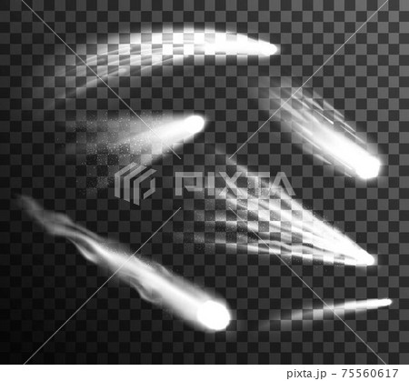 White Meteors And Comets Set Transparent 75560617