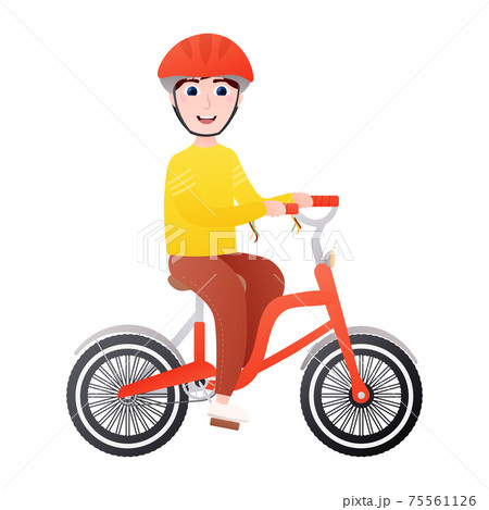 Little boy in helmet riding a bike, healthyのイラスト素材 