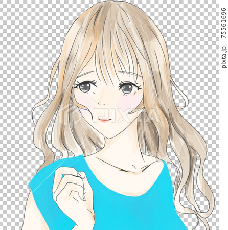 Woman in cute light blue clothes 75561696