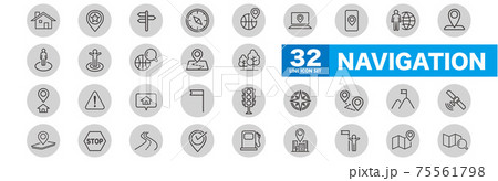 Navigation, location, GPS elements - thin line web Navigation, location, GPS elements - thin line web 75561798