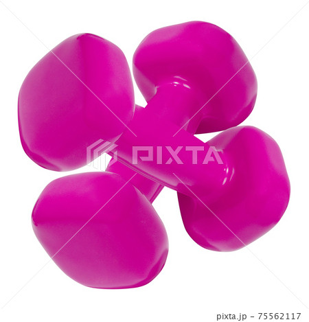 Purple dumbbells isolated Purple dumbbells isolated 75562117