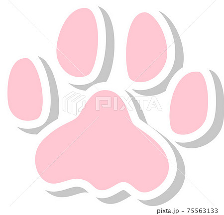 ピンクの動物の足跡　白縁影付き 75563133