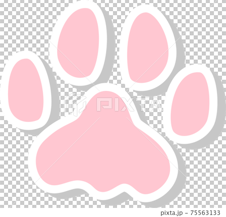 ピンクの動物の足跡　白縁影付き 75563133