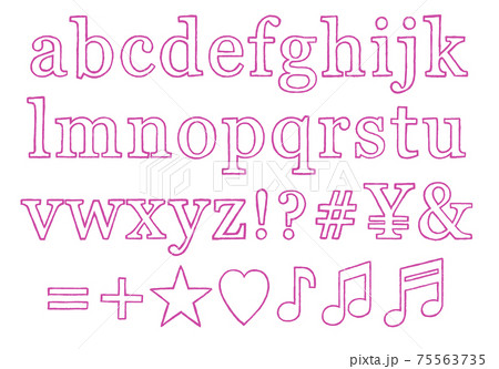 ピンクの記号や小文字アルファベットのセット 枠線 のイラスト素材 ピンクの記号や小文字アルファベットのセット 枠線 のイラスト素材