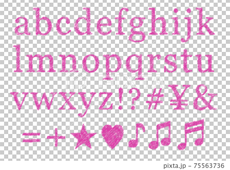 Set of pink symbols and lowercase alphabets (faint) 75563736