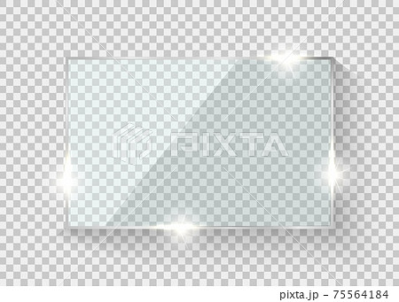 Glass frame. Rectangle reflection transparent board. Vector screen realistic 3D display. 75564184