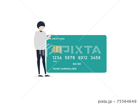 クレジットカードを利用する男性のイラスト素材 クレジットカードを利用する男性のイラスト素材 75564649