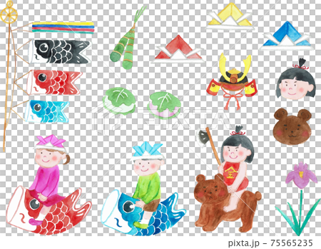 Watercolor children's day icon set Watercolor children's day icon set 75565235