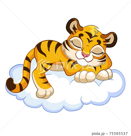 Cute sleeping tiger cartoon character vector... - Stock Illustration  [75565537] - PIXTA