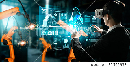 Advanced robot arm system for digital industry and factory robotic technology 75565933