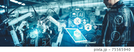 Smart industry robot arms for digital factory production technology 75565940