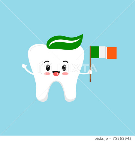 St Patrick day cute tooth dental icon isolated. 75565942