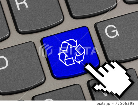 Computer keyboard with recycling symbol Computer keyboard with recycling symbol 75566298