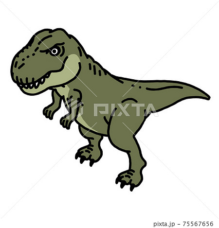 恐竜のティラノサウルス 緑 のイラスト素材
