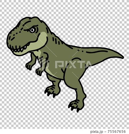 恐竜のティラノサウルス 緑 のイラスト素材