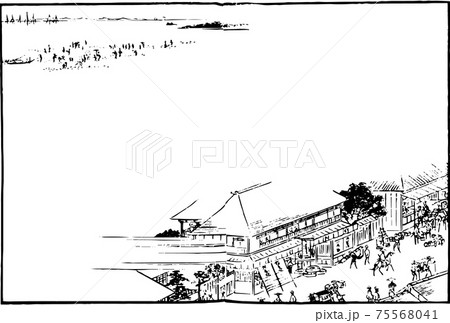 江戸の風景画 街道のイラスト素材