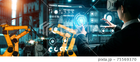 Advanced robot arm system for digital industry and factory robotic technology 75569370