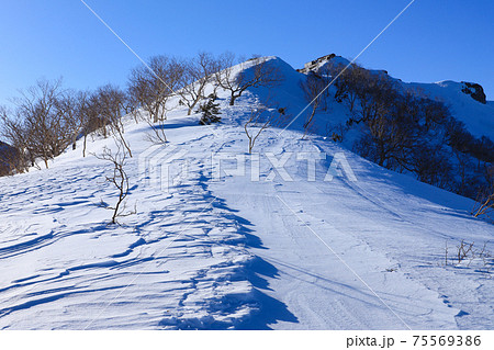燕山荘への登山道　厳冬 75569386