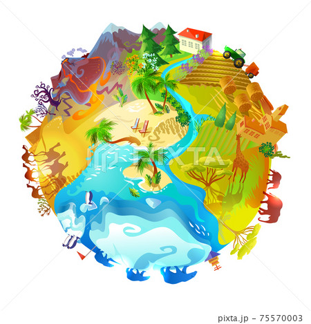 Cartoon Earth Planet Nature Concept 75570003