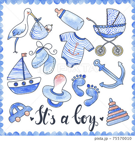 Baby Boy Watercolor Elements Set 75570010