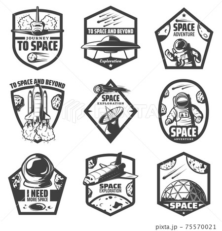Vintage Monochrome Space Labels Set Vintage Monochrome Space Labels Set 75570021