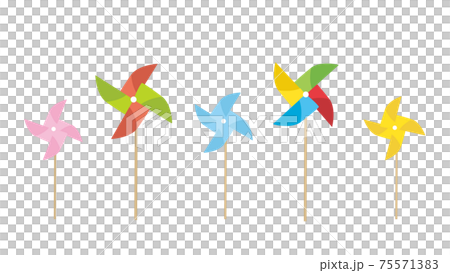 カラフルな風車　おもちゃ　イラスト素材 75571383