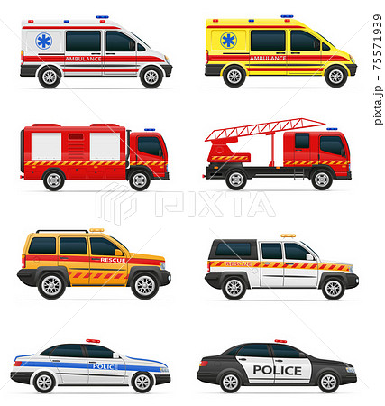 vehicles of various emergency and rescue services car vector illustration 75571939