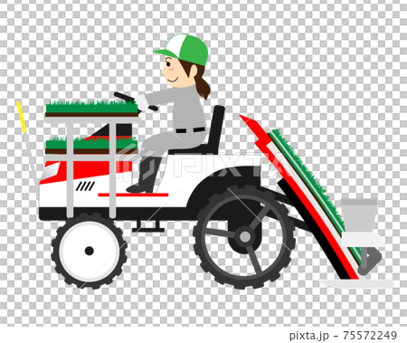 田植え機を運転する女性のイラスト素材 田植え機を運転する女性のイラスト素材