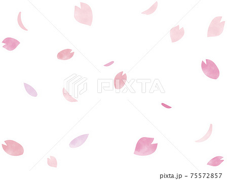 水彩画風のひらひら桜の花びらのイラスト素材