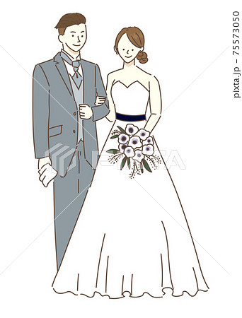 女性 ウエディングドレス 結婚式 花嫁 イラストのイラスト素材