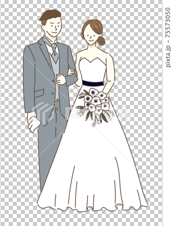 女性 ウエディングドレス 結婚式 花嫁 イラストのイラスト素材
