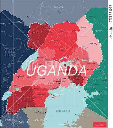 Uganda country detailed editable map Uganda country detailed editable map 75573843