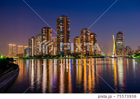evening scene of Sumida river with Tsukishima evening scene of Sumida river with Tsukishima 75573936