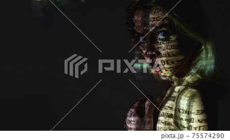 silhouette female portrait cyber security hacker silhouette female portrait cyber security hacker 75574290