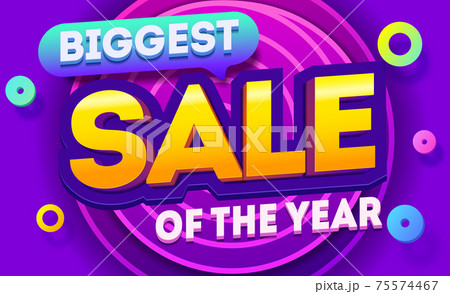 Biggest sale horizontal banner. Sale and discounts.Vector illustration template card for tickets, advertisements, newsletter, brochures, postcards, banners 75574467