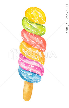 Watercolor ice cream isolated on white background. 75575034