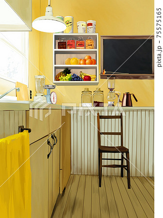 料理動画 ブログに使える キッチン背景のイラスト素材