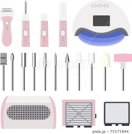 ネイルキットのセルフ&電動セットのイラスト 集塵機  ダストコレクター ベクター ネイルキットのセルフ&電動セットのイラスト 集塵機  ダストコレクター ベクター 75575894