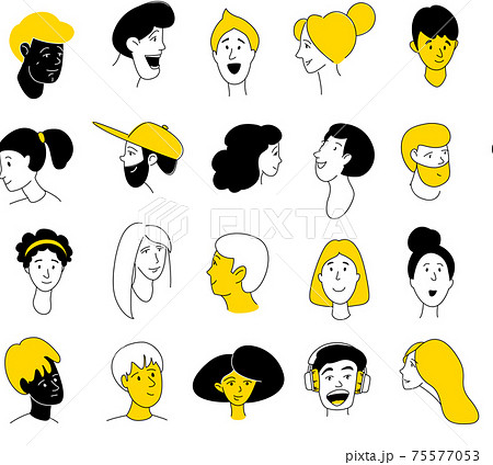 Decorative Diverse Women Men Head Seamless のイラスト素材