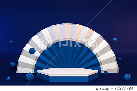 Hexagon Blue Abstract geometric background, japanese style podium blue concept .3d rendering 75577734