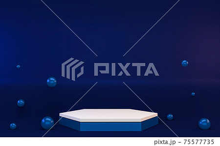 Hexagon Blue Abstract geometric background, japanese style podium blue concept .3d rendering 75577735