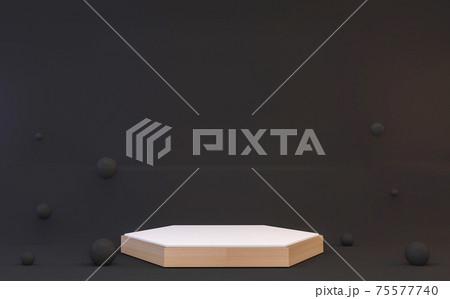 Modern Black abstract design podium show cosmetic product geometric. 3D rendering 75577740