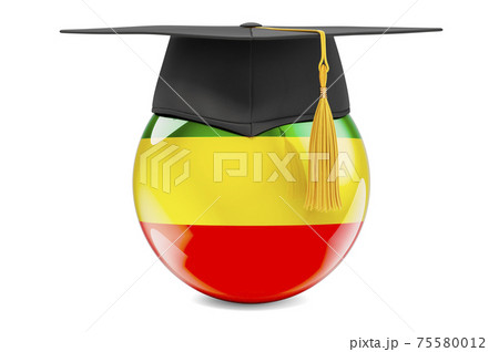 Rastafarian flag with graduation cap, 3D rendering Rastafarian flag with graduation cap, 3D rendering 75580012