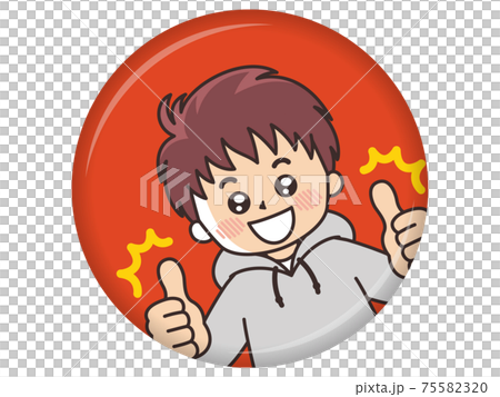 笑顔でサムズアップする若い男性　グッド 75582320