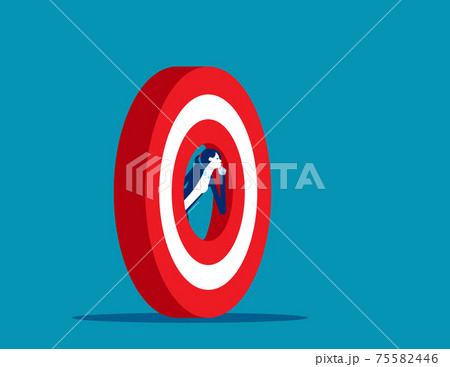 Businesswoman looking through target lost the bull's eye 75582446