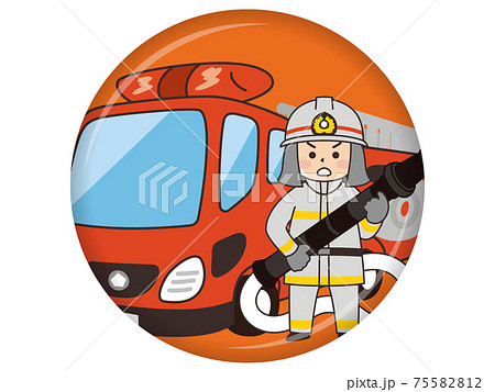 消防士とはしご消防車 75582812