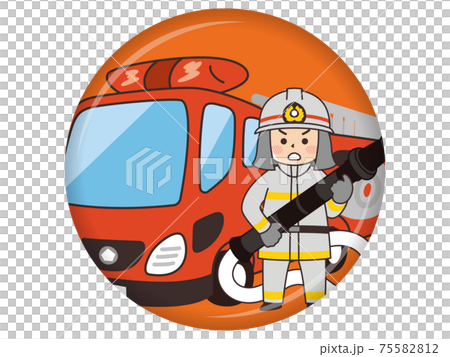 消防士とはしご消防車 75582812