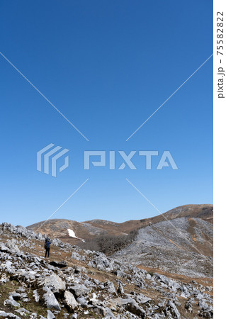 カルスト地形の特徴を見せる霊仙岳南西尾根 75582822