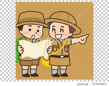 地図を覗き込むこども探検隊 地図を覗き込むこども探検隊 75583064