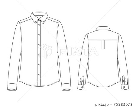 シンプルな長袖ボタンダウンシャツ 絵型のイラスト素材